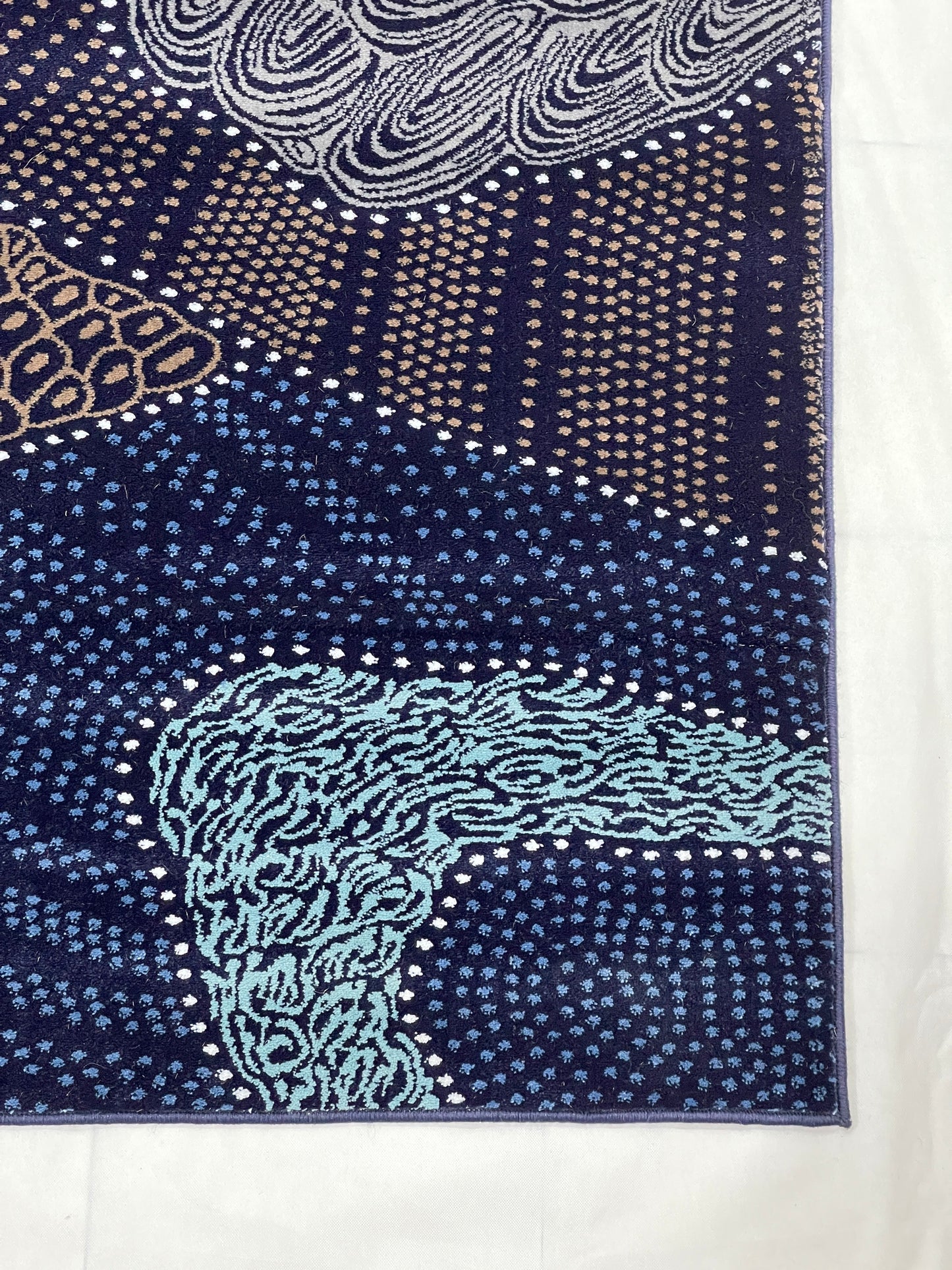 Modern polypropylene Rug,back woven(Article-125-Blue)
Size : 6.6 ft width x 9.6 ft length (200cm x 290cm)