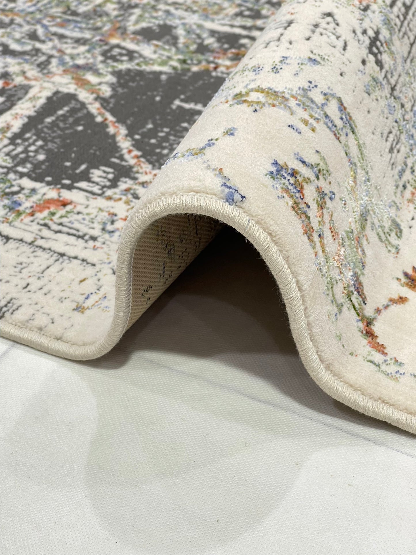 Irani viscose Rug , Woven Back Article-315-Multi Size : 3 ft width x 5 ft length (100 cm x 150cm)