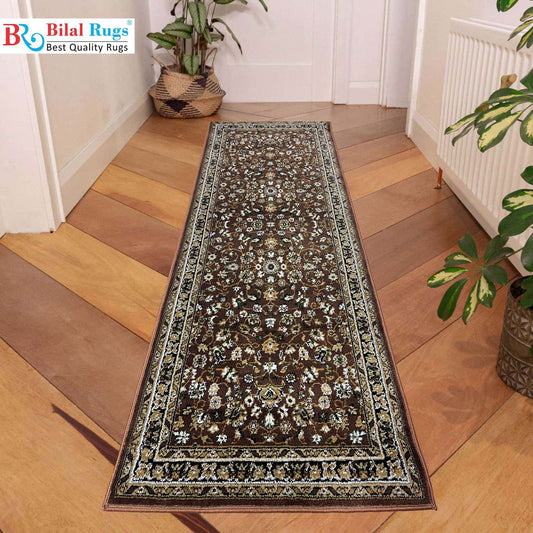 All over Borwn Polypropylene Woven Runner.
 Size : 2.6 ft width x 6.3 ft length
 (80 cm x 200cm)