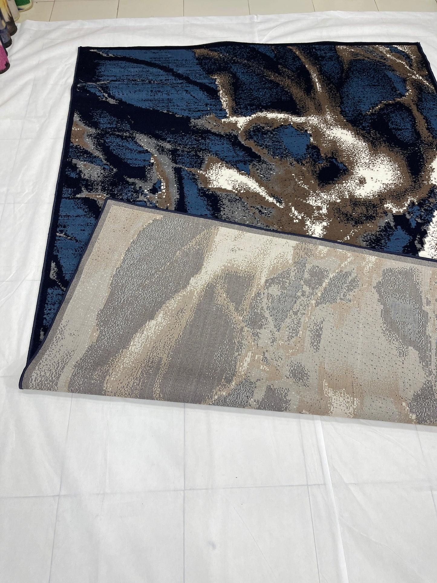 Modern Polypropylene Rug,back woven(Article-126-Dark Blue) Size : 6.6 ft width x 9.6 ft length (200cm x 290cm)
