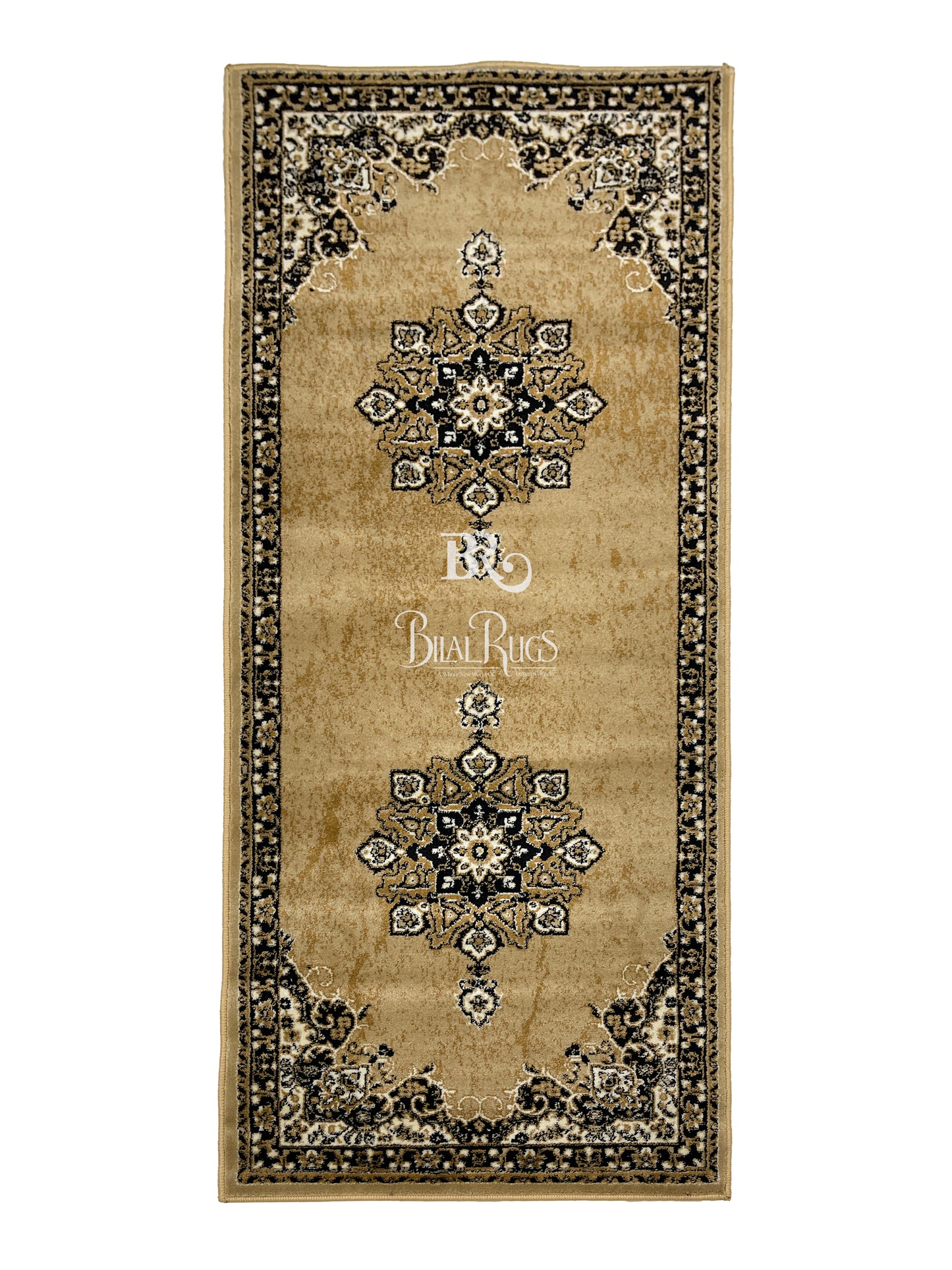 Beige Persian Polypropylene Woven Rug.
 Size : 2.6 ft width x 6.6 ft length
 (80 cm x 200cm)