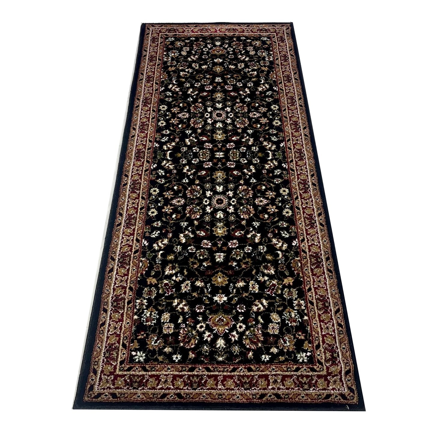 Black Persian Polypropylene Woven Rug.
 Size : 2.6 ft width x 6.6 ft length
 (80 cm x 200cm)