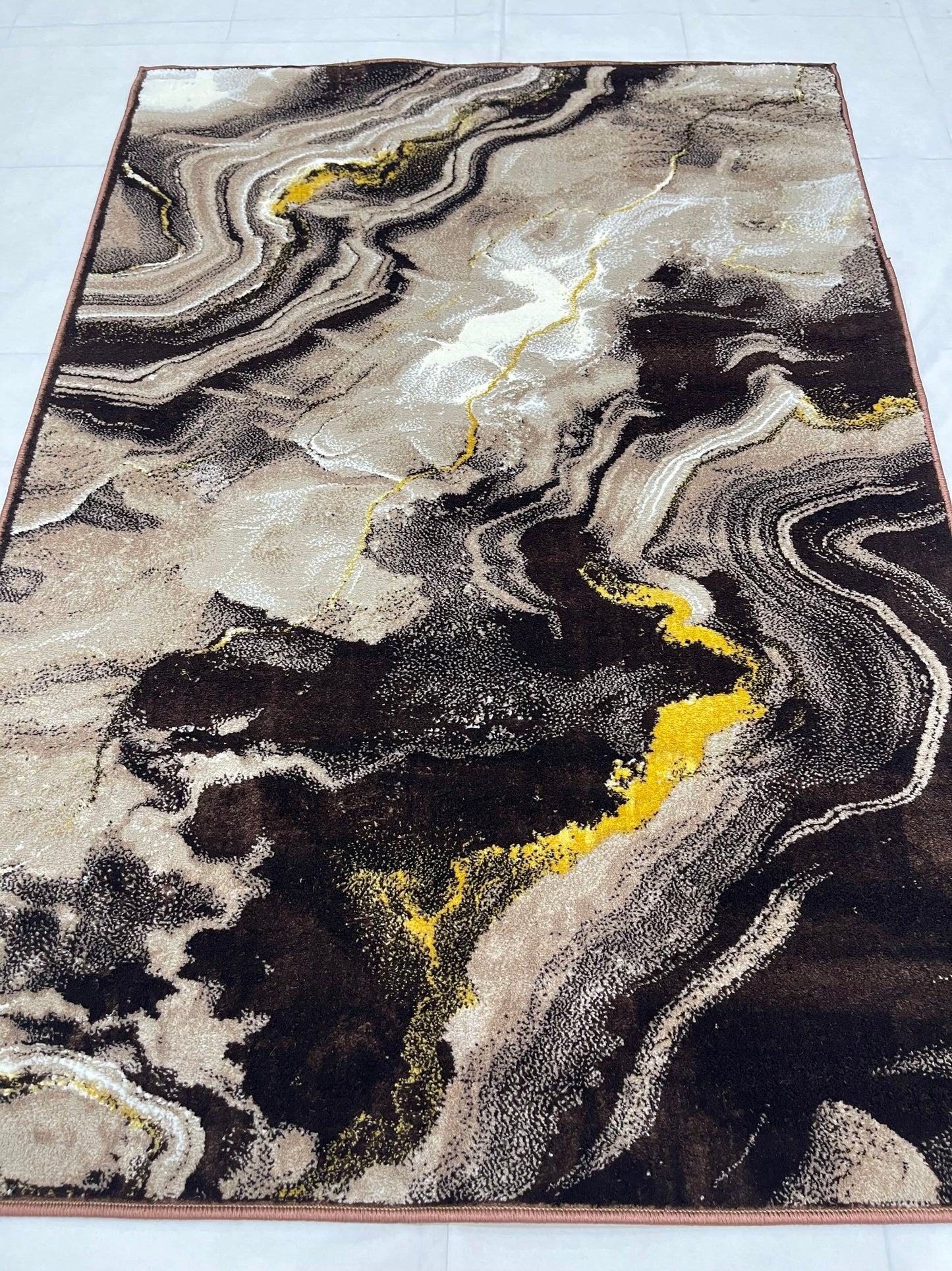 Polyester Silk Woven Rug.(Article-1560-Brown) Size : 4 ft width x 5.6 ft length