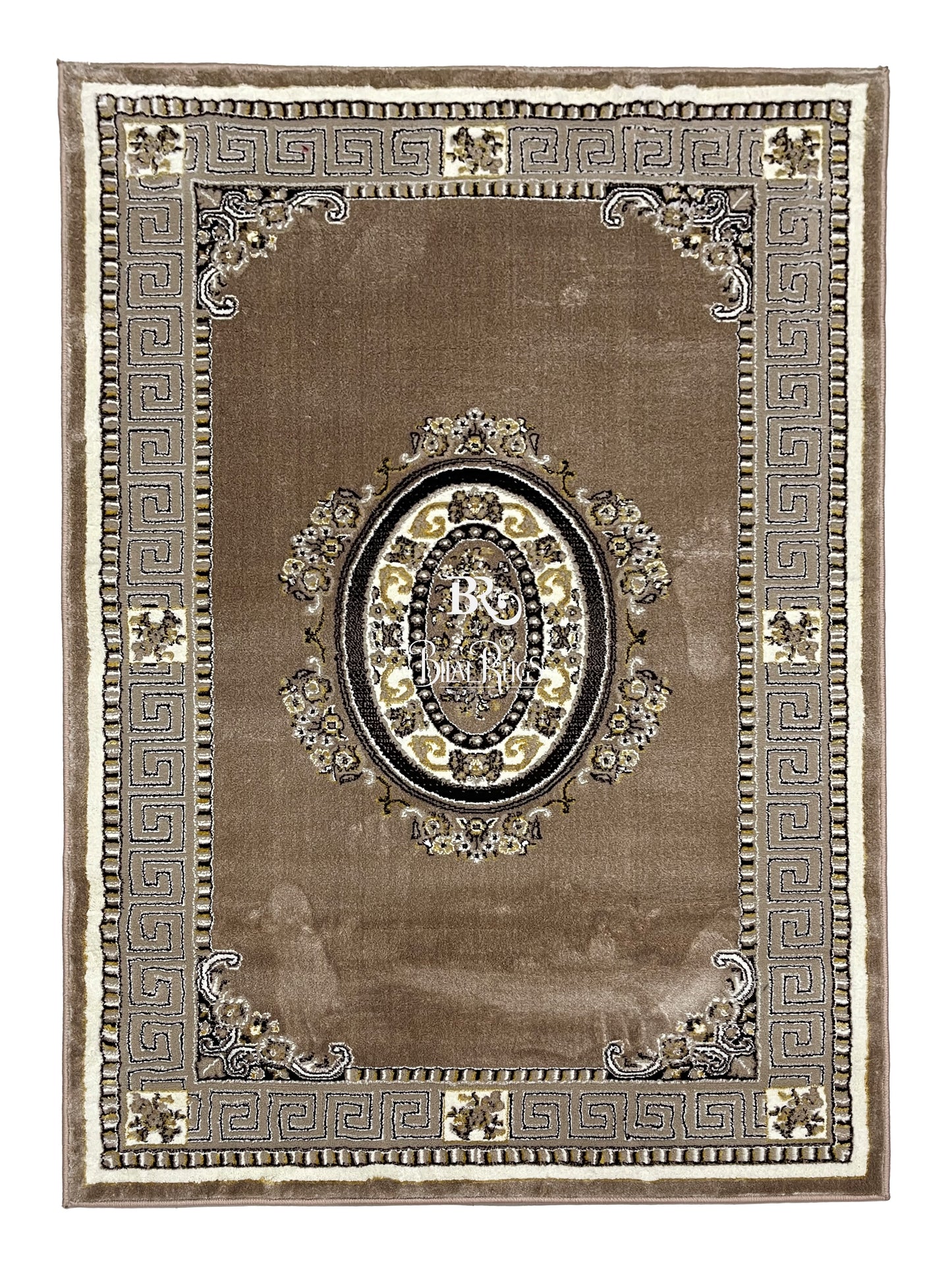 Polyester Silk Woven Rug.(Article-1575-Beige) Size : 4 ft width x 5.6 ft length