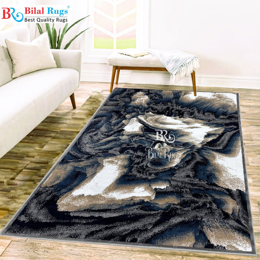Modern polypropylene Rug,back woven(Article-6774-Grey ) Size : 5ft width  x 7.3ft length (150cm x 220cm)