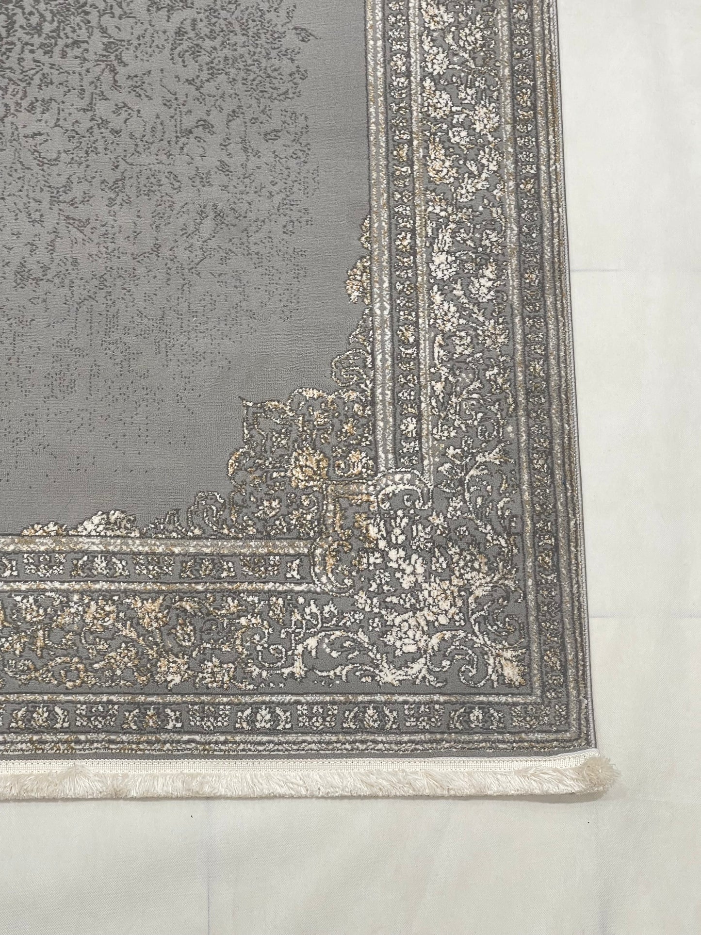 Irani Vintage Woven Rug.  Article -2077-Grey Size: 5 ft width x 7.3 ft length (150cm x 220cm)