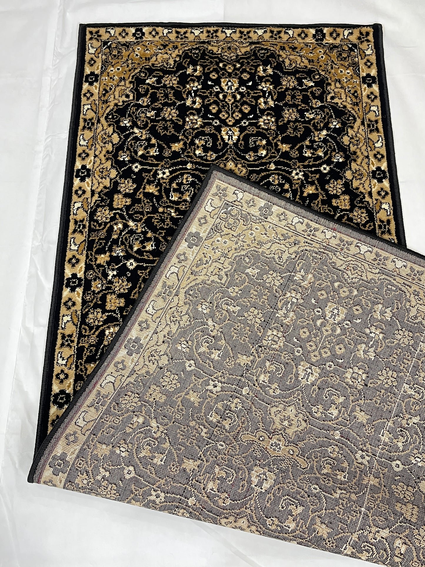 Black Persian Polypropylene Woven Rug.
 Size : 2.6 ft width x 6.6 ft length
 (80 cm x 200cm)