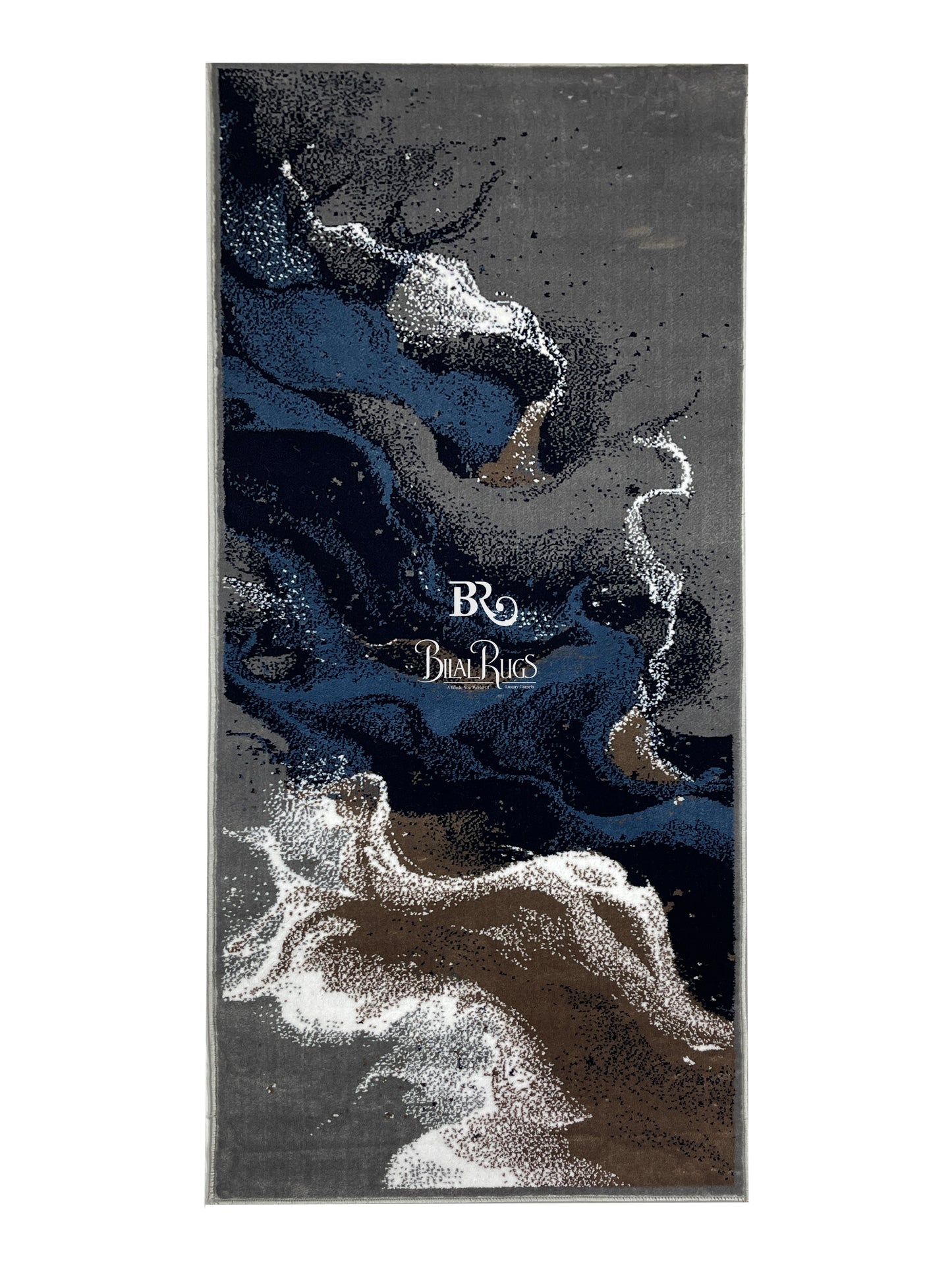 Grey Modern Polypropylene Woven Rug.  Size : 2.6 ft width x 6.6 ft length  (80 cm x 200cm)