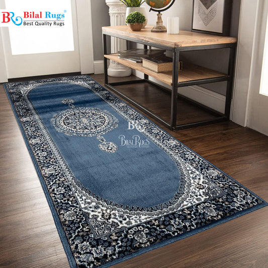 Blue Persian Polypropylene Woven Runner.
Size : 2.6 ft width x 6.6 ft length