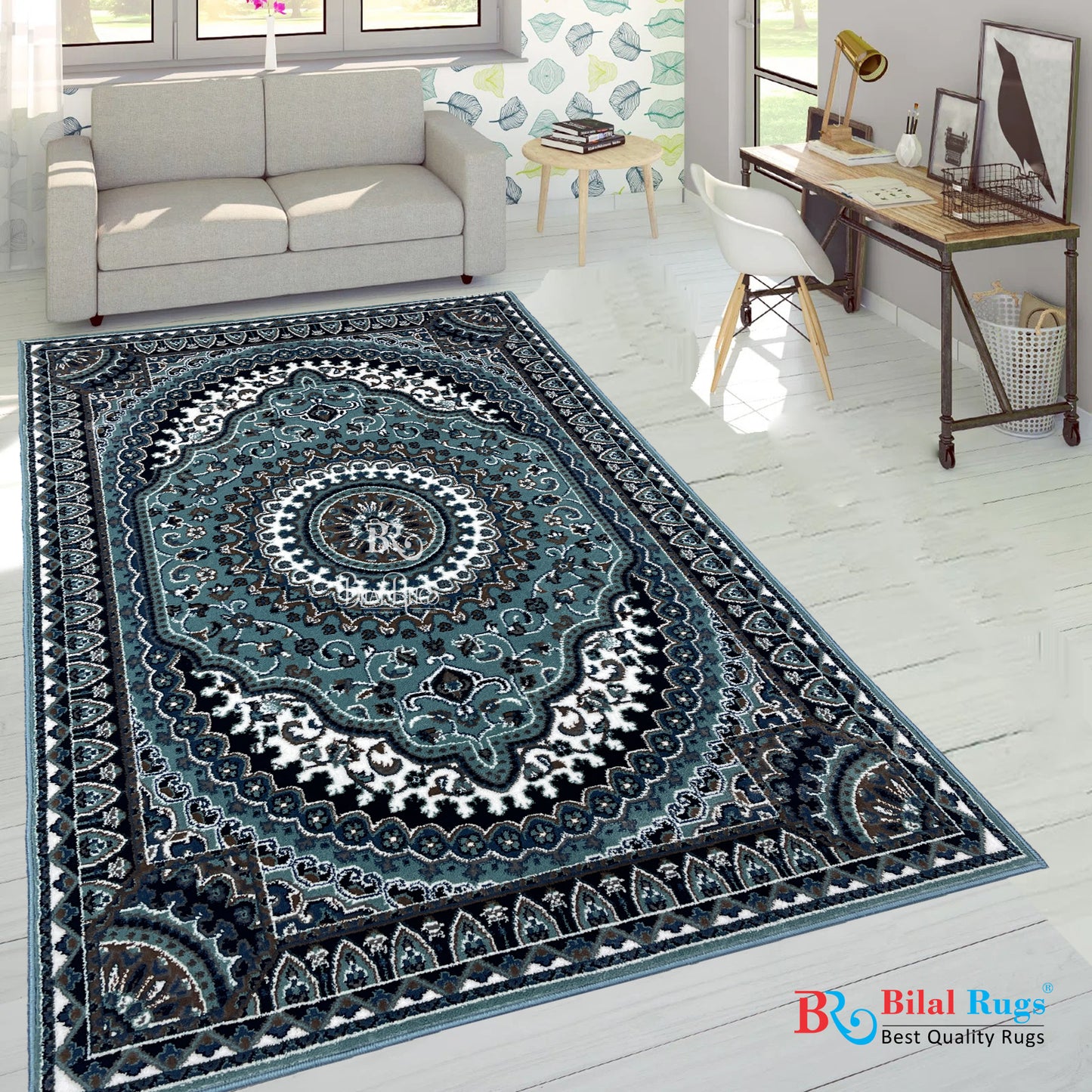Persian polypropylene Rug,back woven(Article-29-Feroze)
Size : 5ft width  x 7.3ft length (150cm x 220cm)