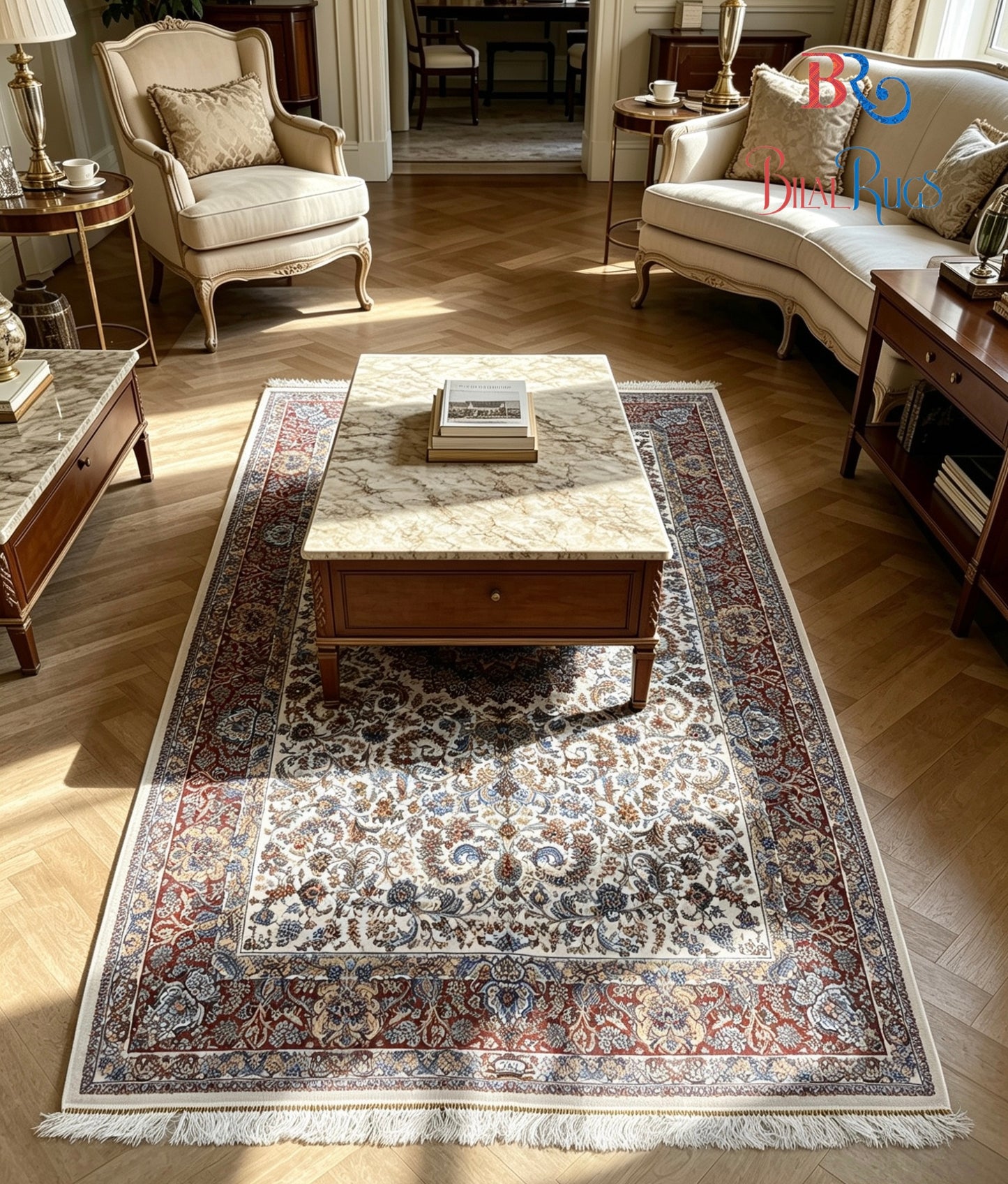 Premium Irani 1600 Reed Machine Made Rug - Off white & Red with Cotton Back
Size : 5 ft width x 7.3 ft length (150cm x 225cm)