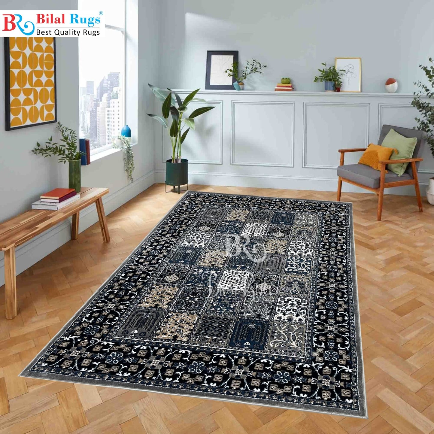 Persian Polypropylene Rug,back woven(Article-28-Grey)
Size : 5ft width  x 7.3ft length (150cm x 220cm)
