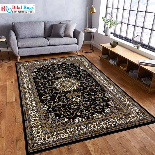 Persian polypropylene Rug,back woven(Article-19-Black)