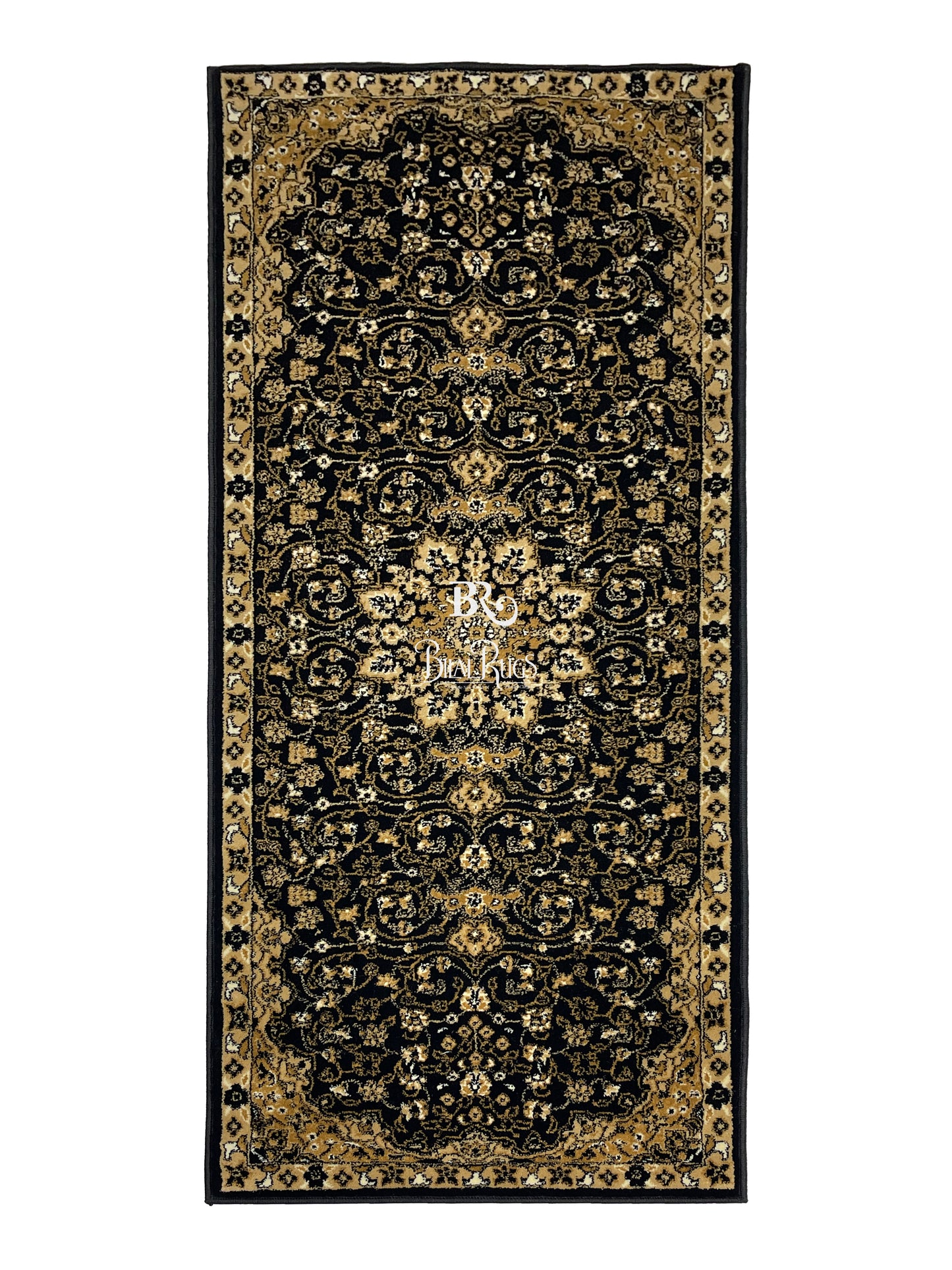 Black Persian Polypropylene Woven Rug.
 Size : 2.6 ft width x 6.6 ft length
 (80 cm x 200cm)