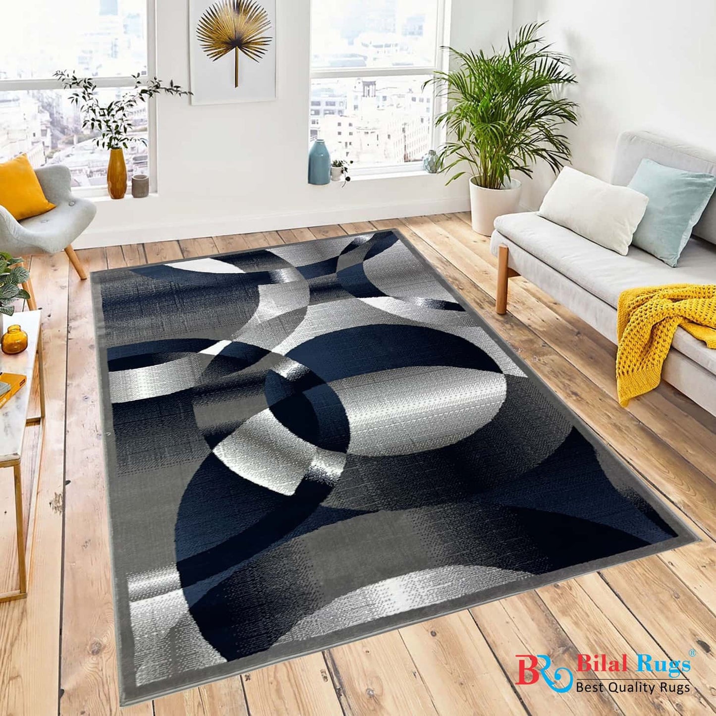 Modern polypropylene Rug,back woven(Article-1021-Grey)
Size : 5ft width  x 7.3ft length (150cm x 220cm)