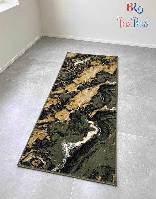 Green Modern Polypropylene Woven Rug.
 Size : 2.6 ft width x 6.6 ft length
 (80 cm x 200cm)