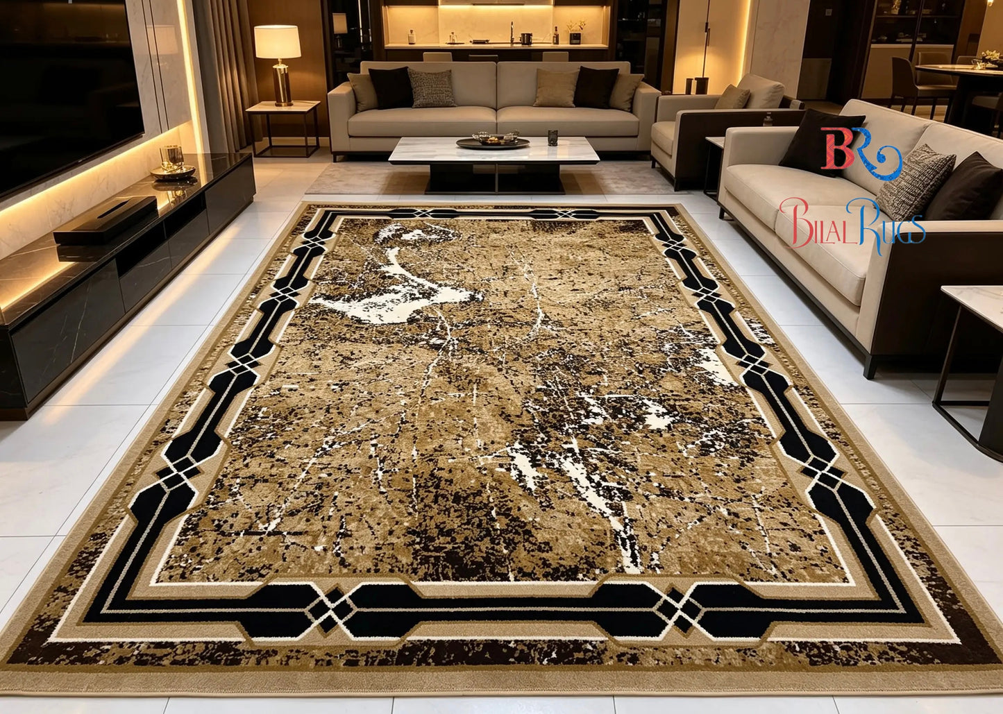 Modern polypropylene Rug,back woven(Article-556-Beige  )
