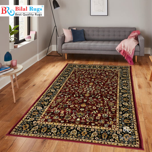 Persian Polypropylene Rug,Woven Back (Article-140-Red) Size : 3 ft width x 5 ft length (100cm x 150 cm)