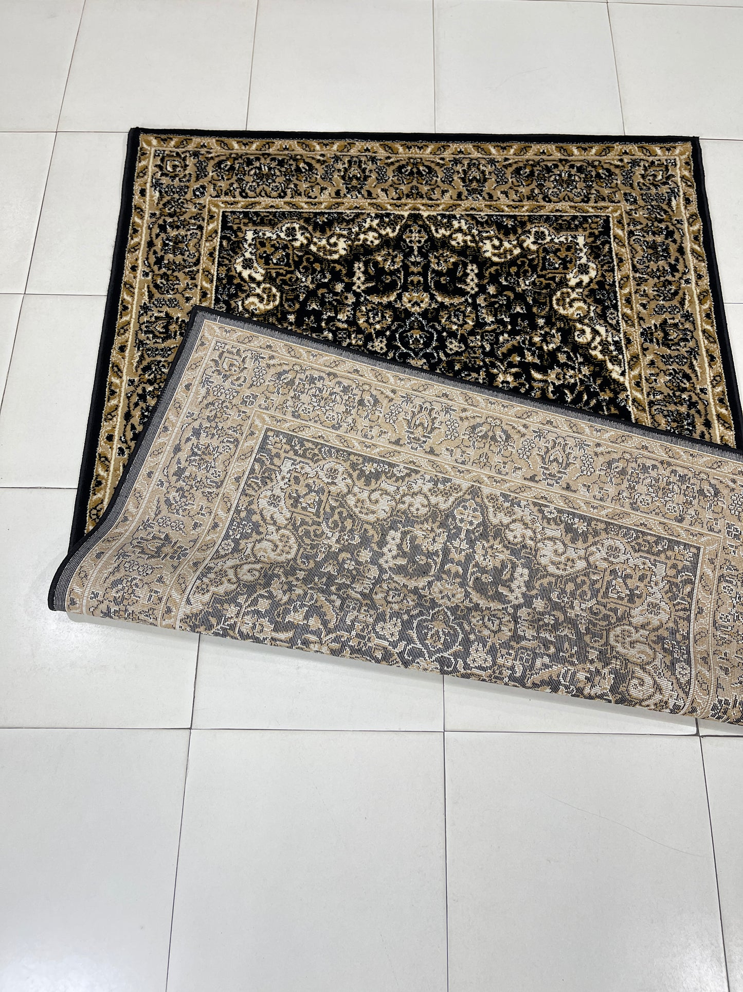 Persian polypropylene Rug,back woven(Article-20-Black)