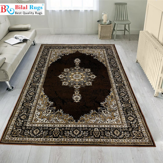 Persian  polypropylene Rug,back woven(Article-1078-Brown)
Size : 6.6 ft width x 9.6 ft length (200cm x 290cm)