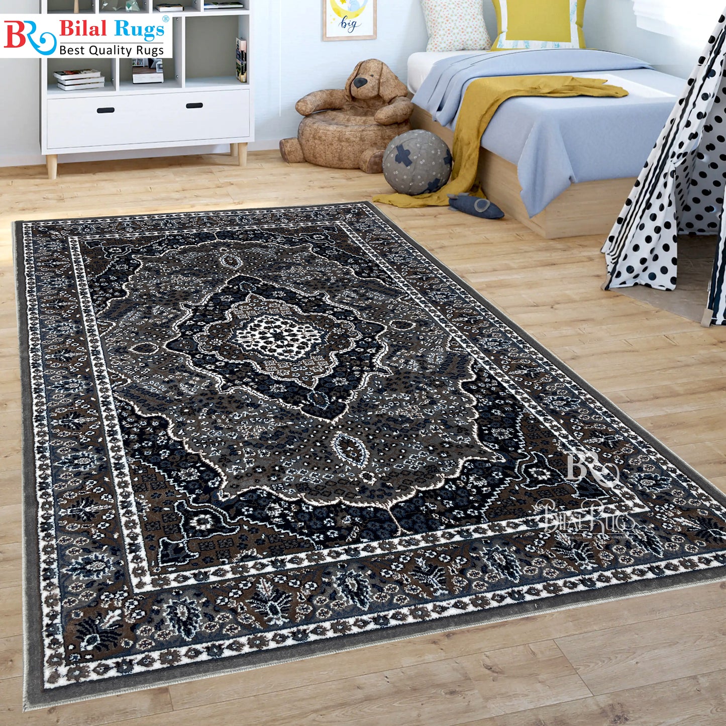 Persian Polypropylene Rug,back woven(Article-25-Grey)
Size : 5ft width  x 7.3ft length (150cm x 220cm)