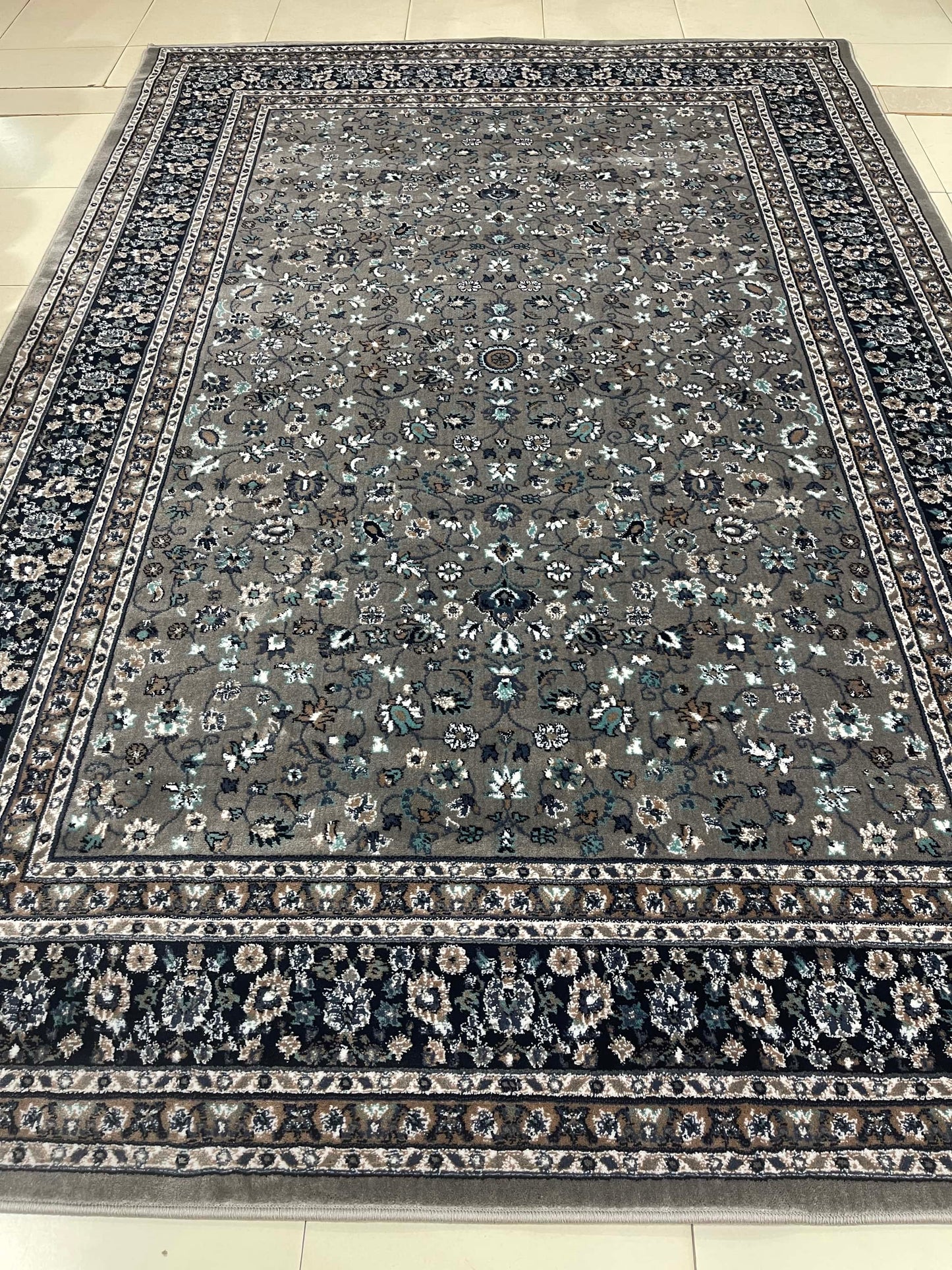 Persian polypropylene Rug,back woven(Article-140-Grey)
Size : 5ft width  x 7.3ft length (150cm x 220cm)