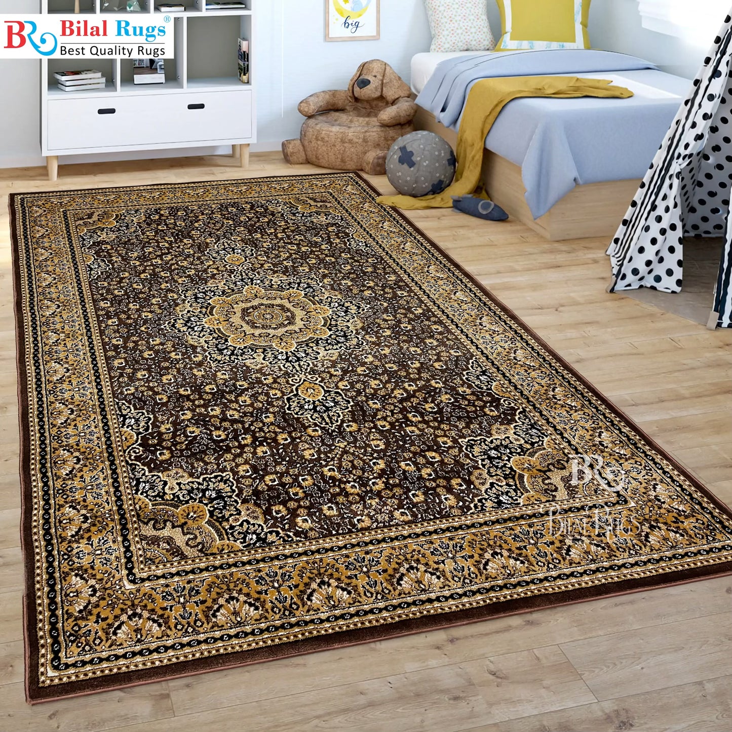 Persian polypropylene Rug,back woven (Article-04-Brown )
size: 6.6 ft width x 9.6 ft length (200cm x 290cm)