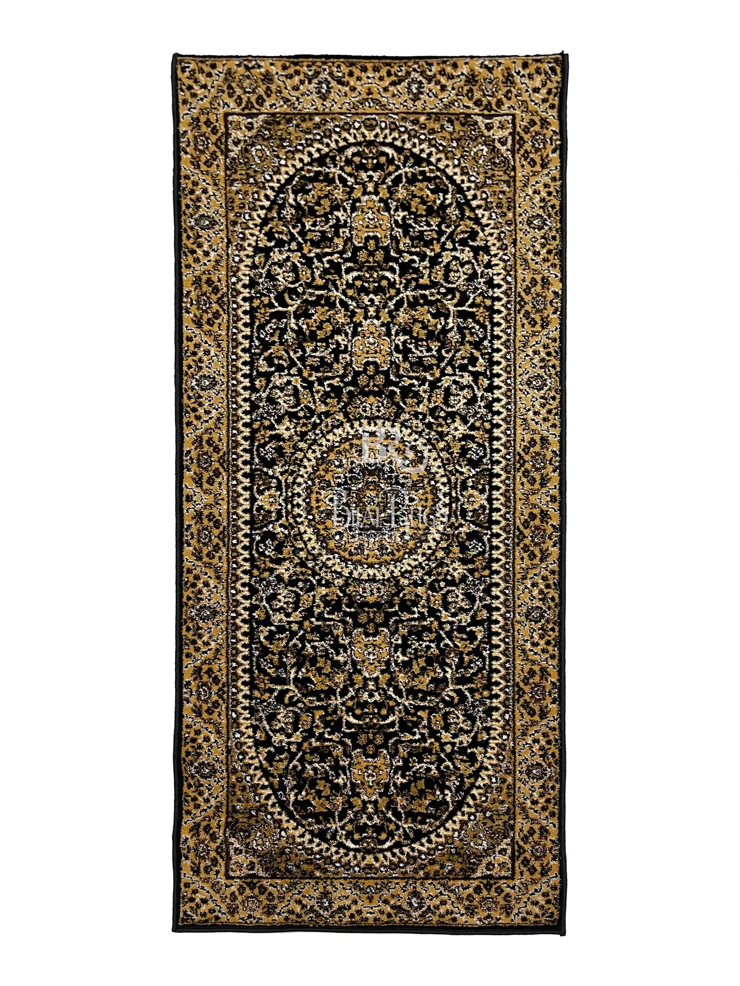 Black Persian Polypropylene Woven Runner.
Size : 2.6 ft width x 6.6 ft length