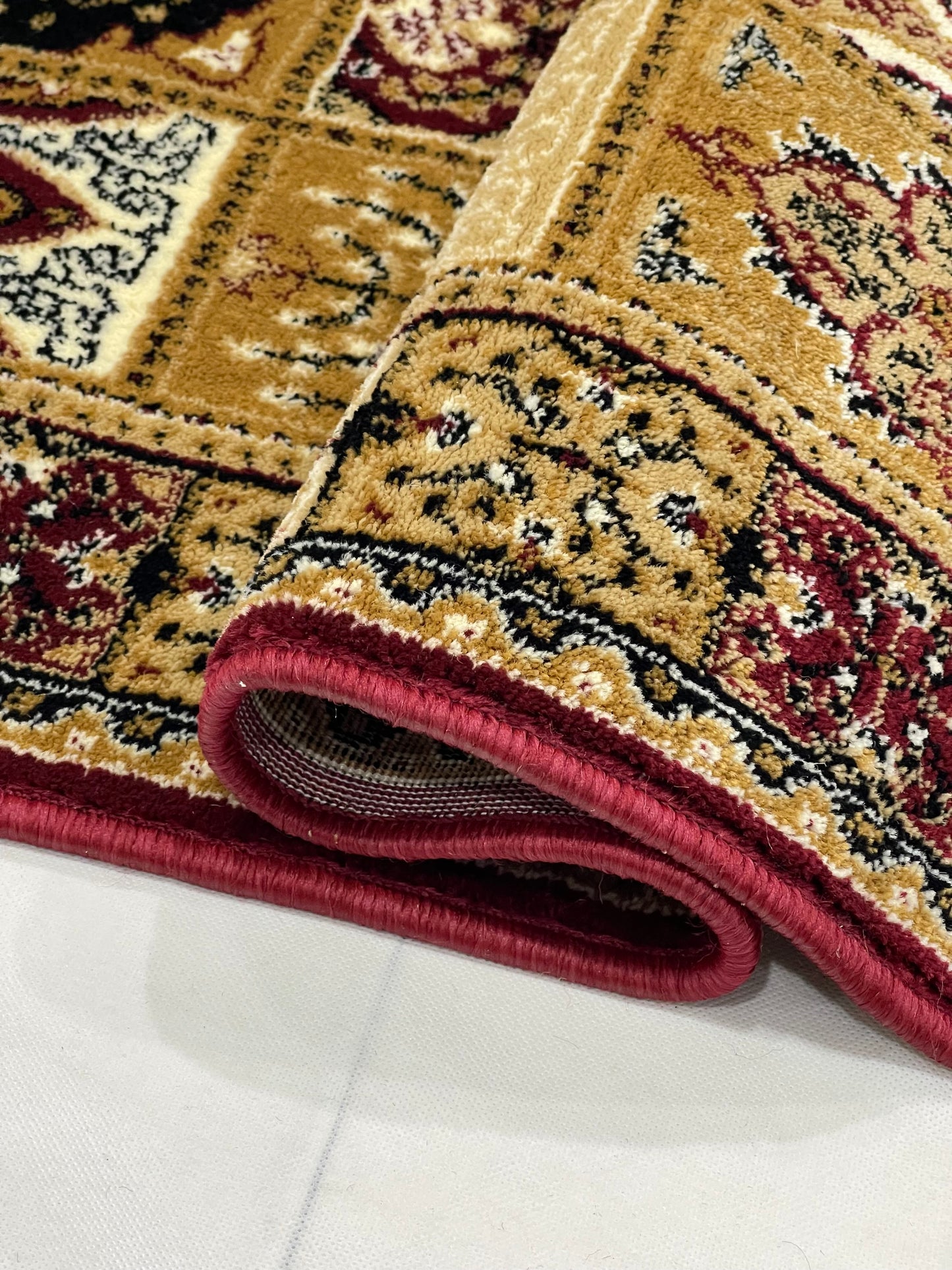 Persian Polypropylene Rug,Woven Back (Article-120-Red) Size : 3 ft width x 5 ft length (100cm x 150 cm)