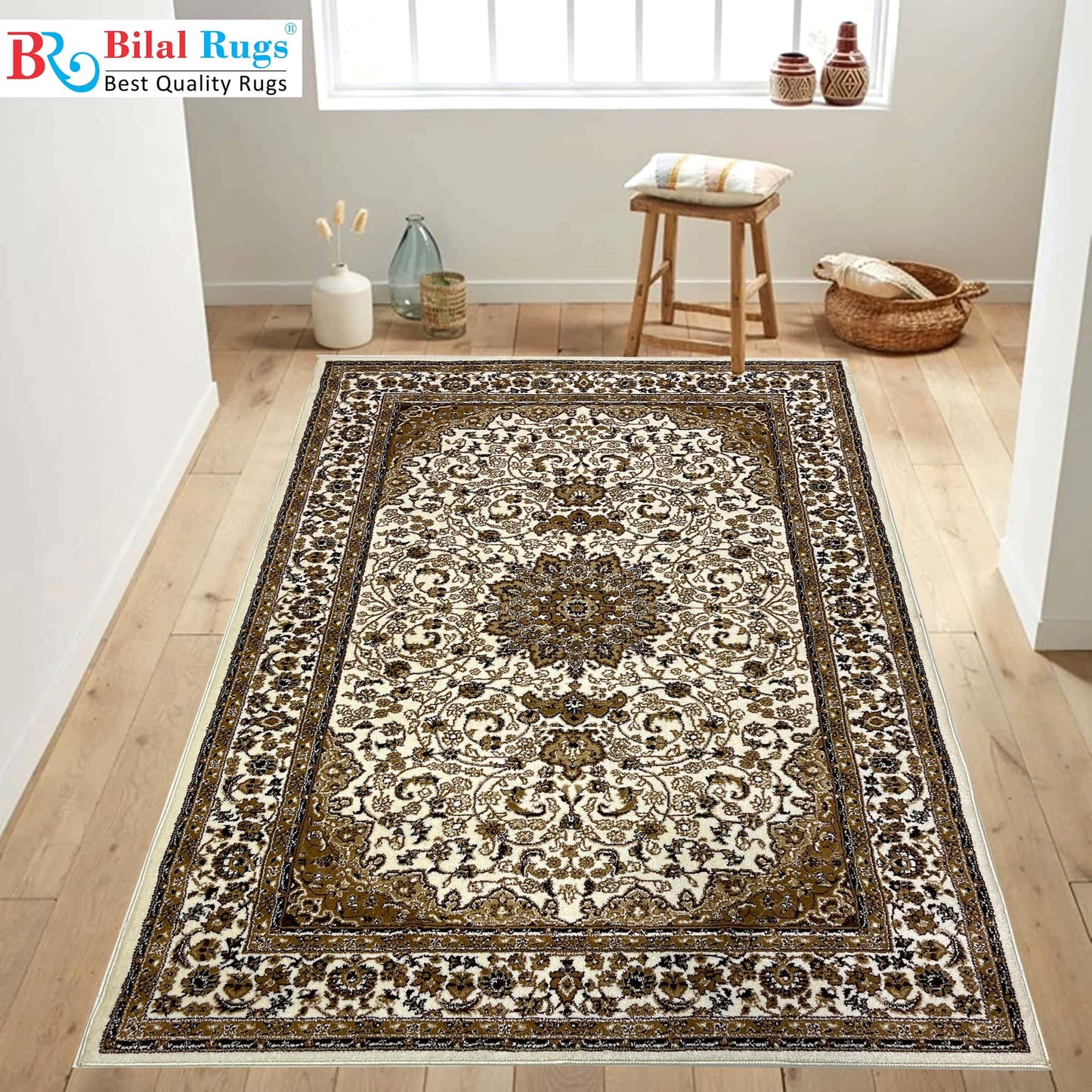 Persian polypropylene Rug,back woven(Article-19-Off white)