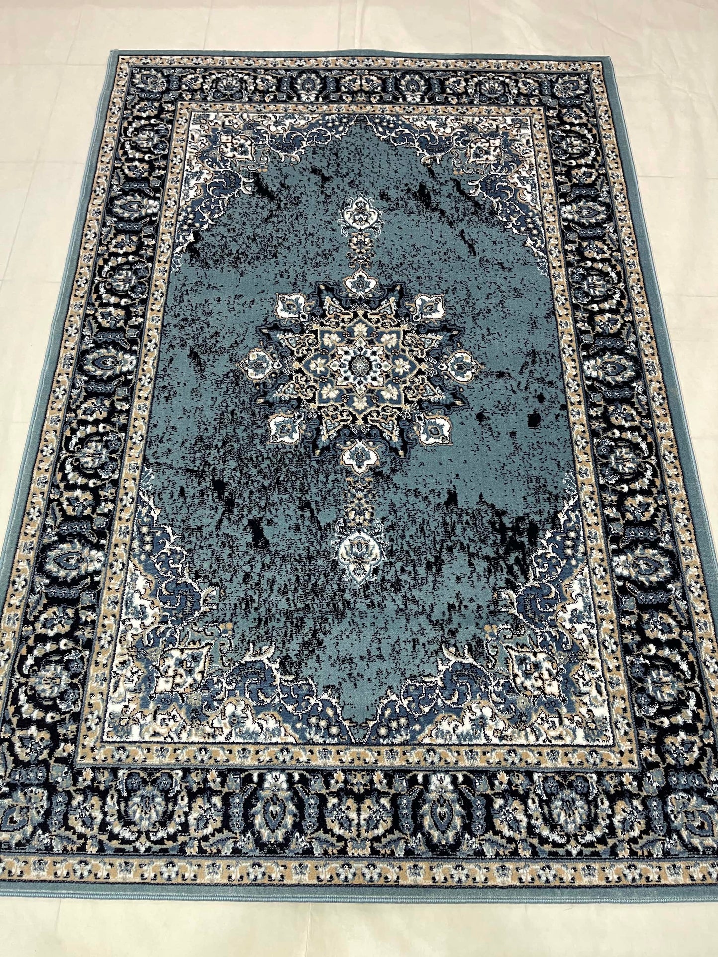 Modern  Polypropylene woven Rug.
Article-4719-Light Blue
Size : 5ft width  x 7.3ft length (150cm x 220cm)