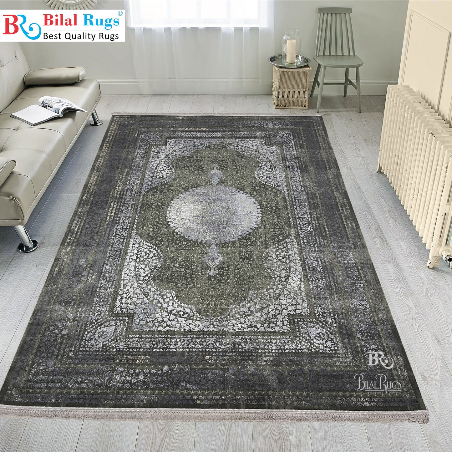 Irani Acrylic 1200 Reeds
Article -212-Grey
Size : 6.6 Ft width x 9.6 Ft length (200cm x 290cm)