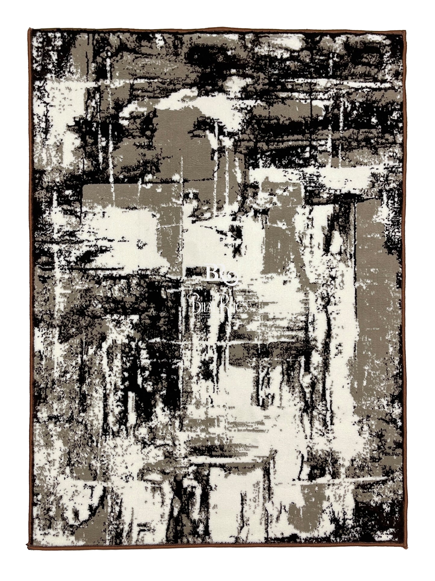 Polyester Silk Woven Rug.(Article-1453-Brown) Size : 3 ft width x 5 ft length ( 100cm x 150cm)