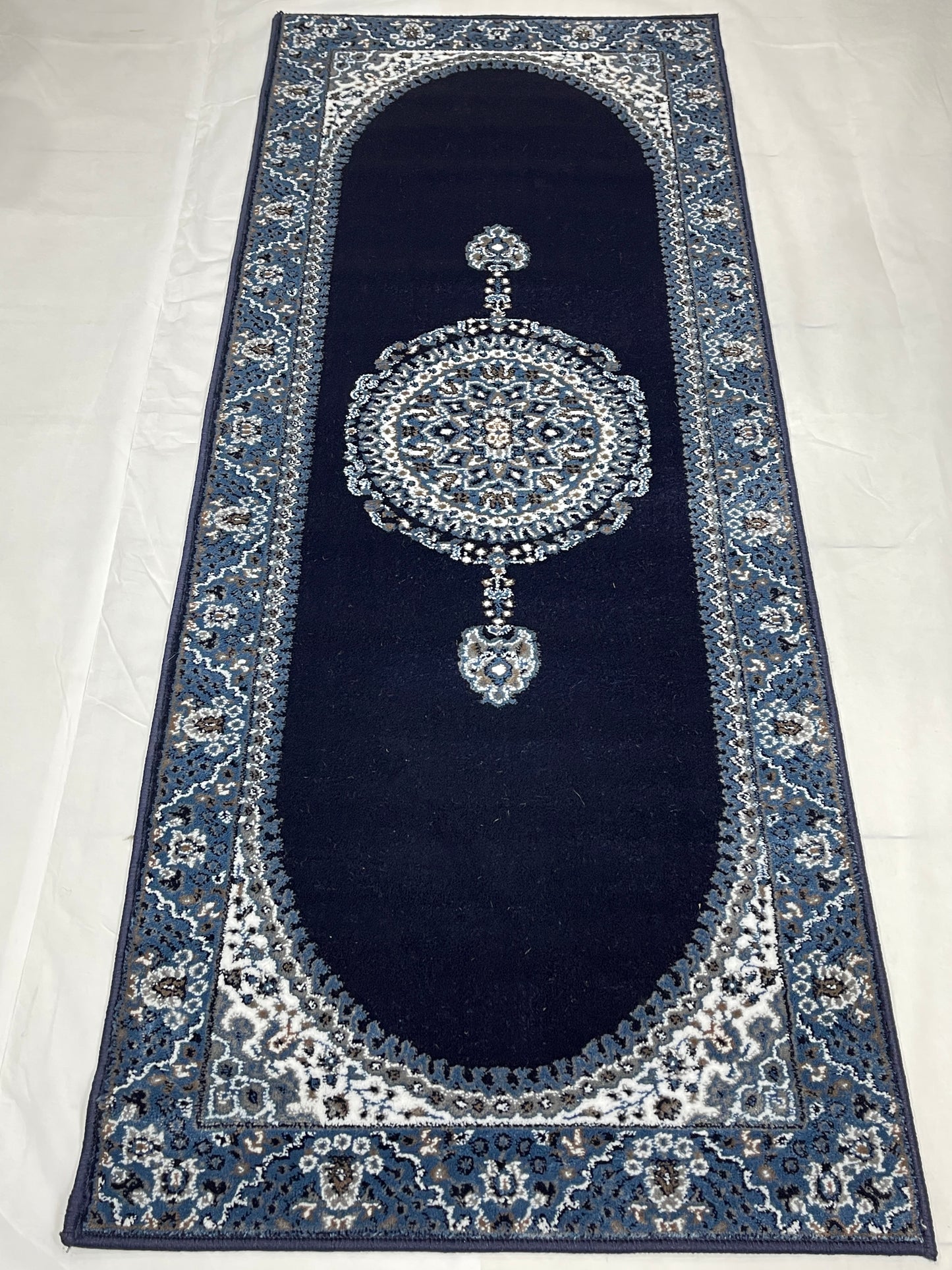 Dark Blue Persian Polypropylene Woven Runner.
 Size : 2.6 ft width x 6.3 ft length
 (80 cm x 200cm)