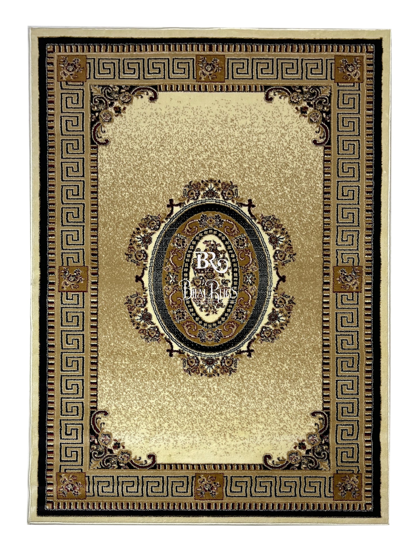 Versace Polypropylene Rug,back woven(Article-75-Off white)