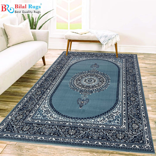 Persian polypropylene Rug,back woven(Article-341-Feroze)
Size :5 ft width x 7.3 ft length ( 150 cm x 220 cm)