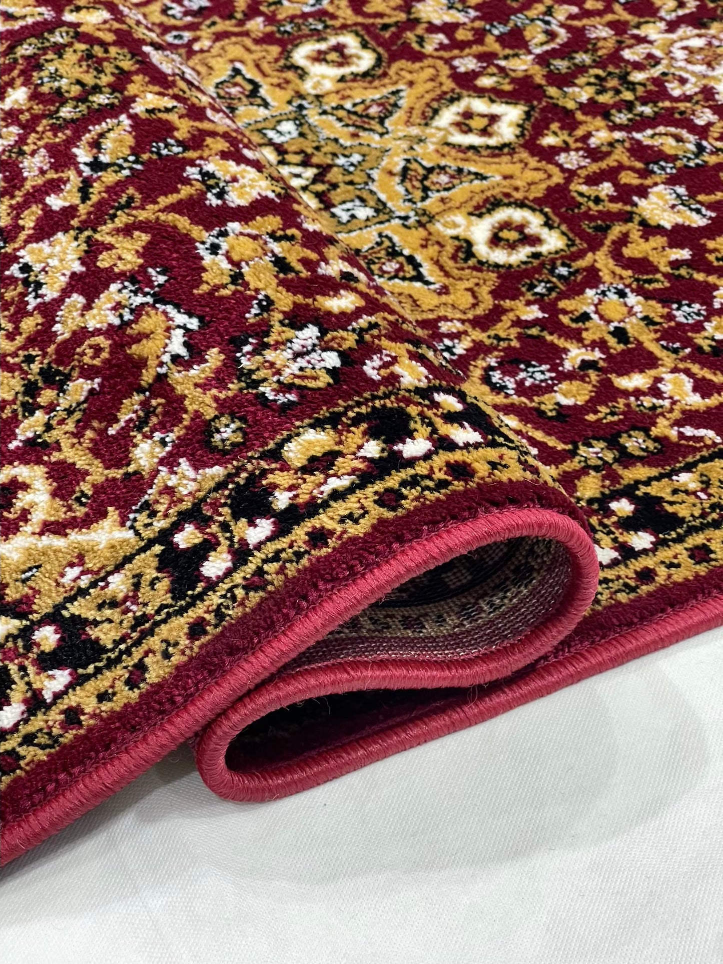 Red Persian Polypropylene Woven Runner. Size : 2.6 ft width x 6.6 ft length
