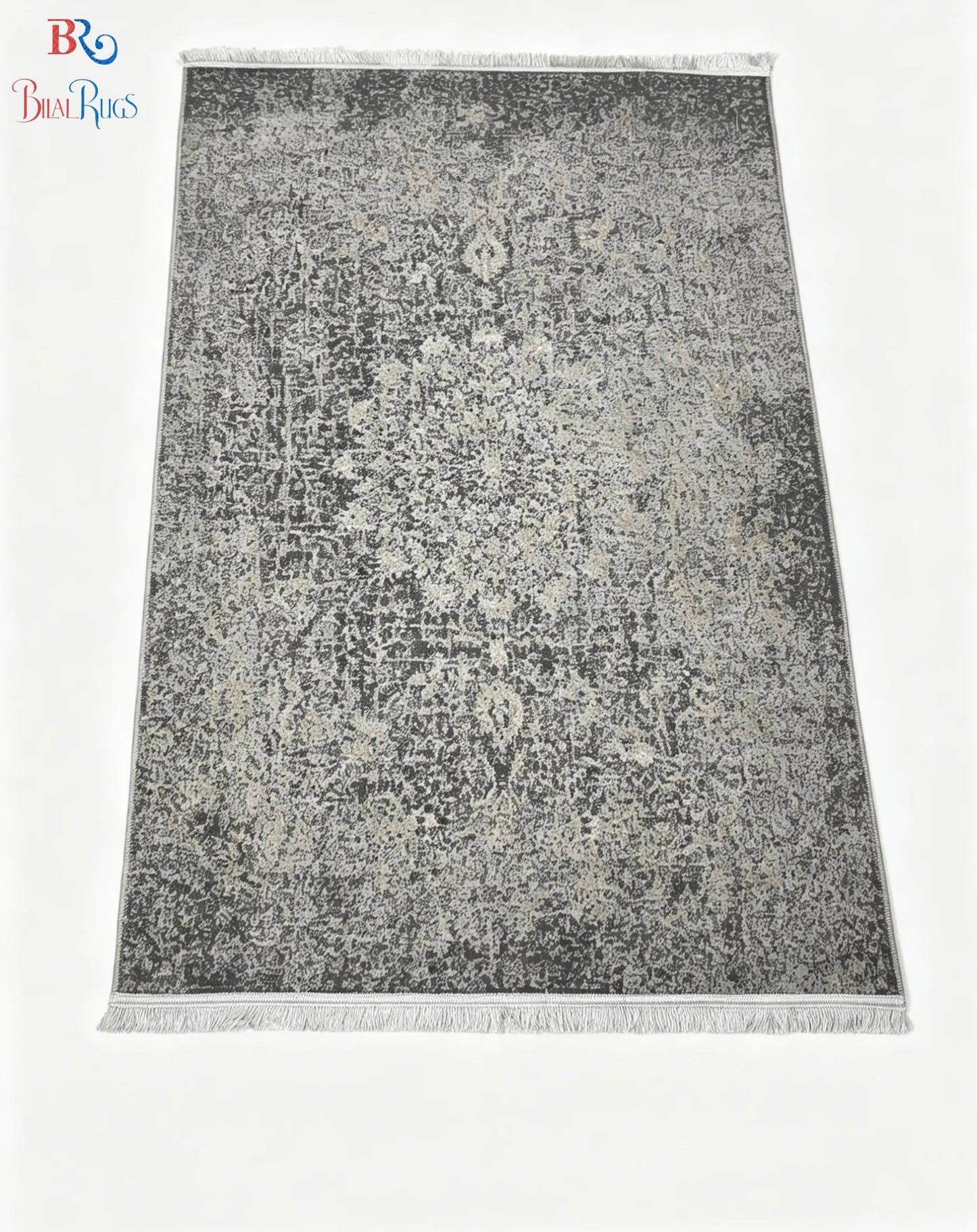 Irani viscose Rug , Woven Back Article-306-Grey Size : 3 ft width x 5 ft length (100 cm x 150cm)