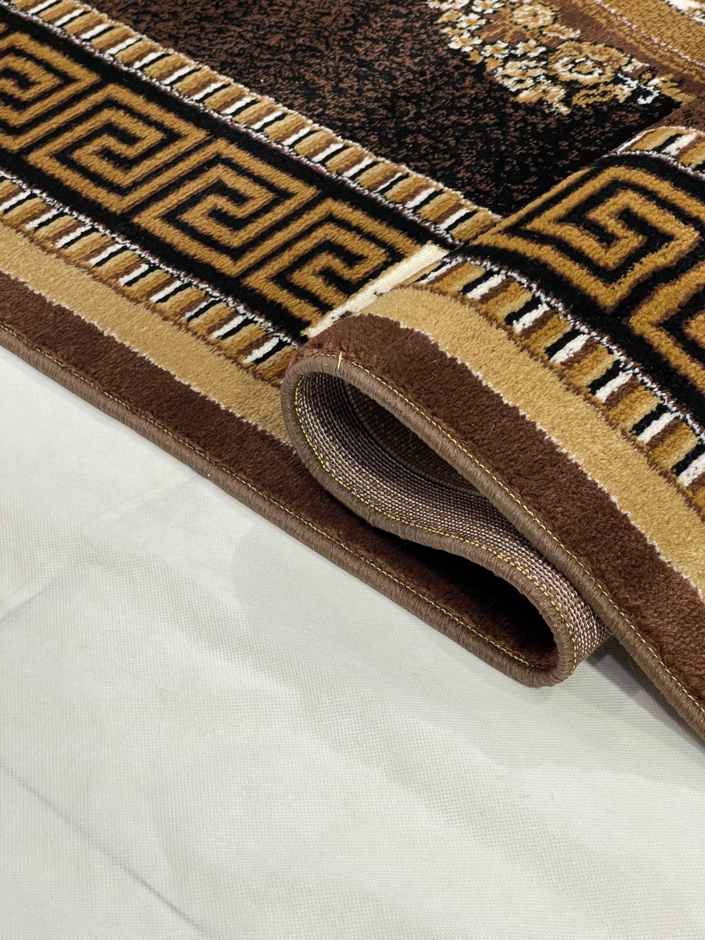 Versace polypropylene Rug,back woven(Article-75-Brown)