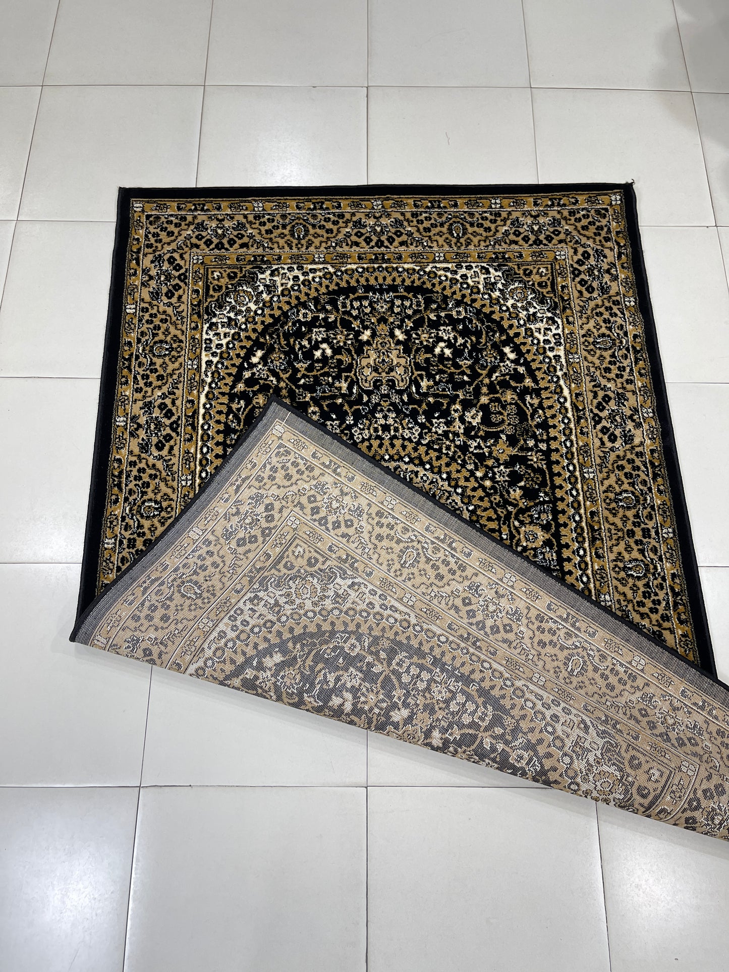 Persian polypropylene Rug,back woven(Article-22-Black)