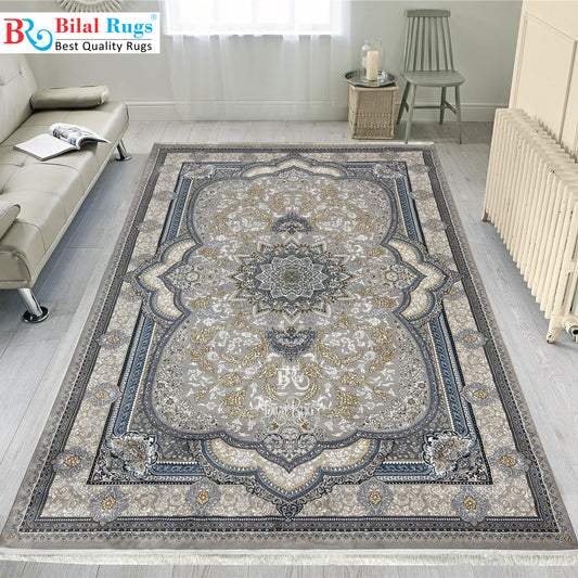 Persian Thick Woven Rug. 
(Article -641-Grey )
Size: 6.6 ft width x 9.6 ft length (200cm x 290cm)