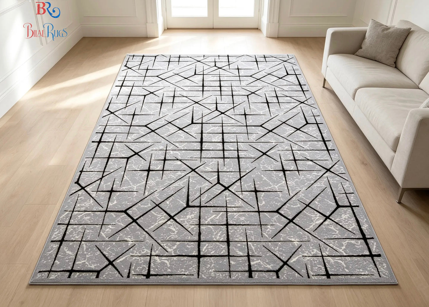 Polyester Silk.(Article-1632-Grey)
Size : 6.6 ft width x 9.6 ft length ( 200 cm x 290 cm)