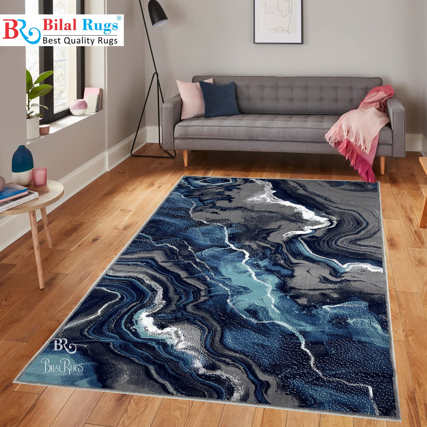 Modern polypropylene Rug,back woven(Article-3455-Grey)