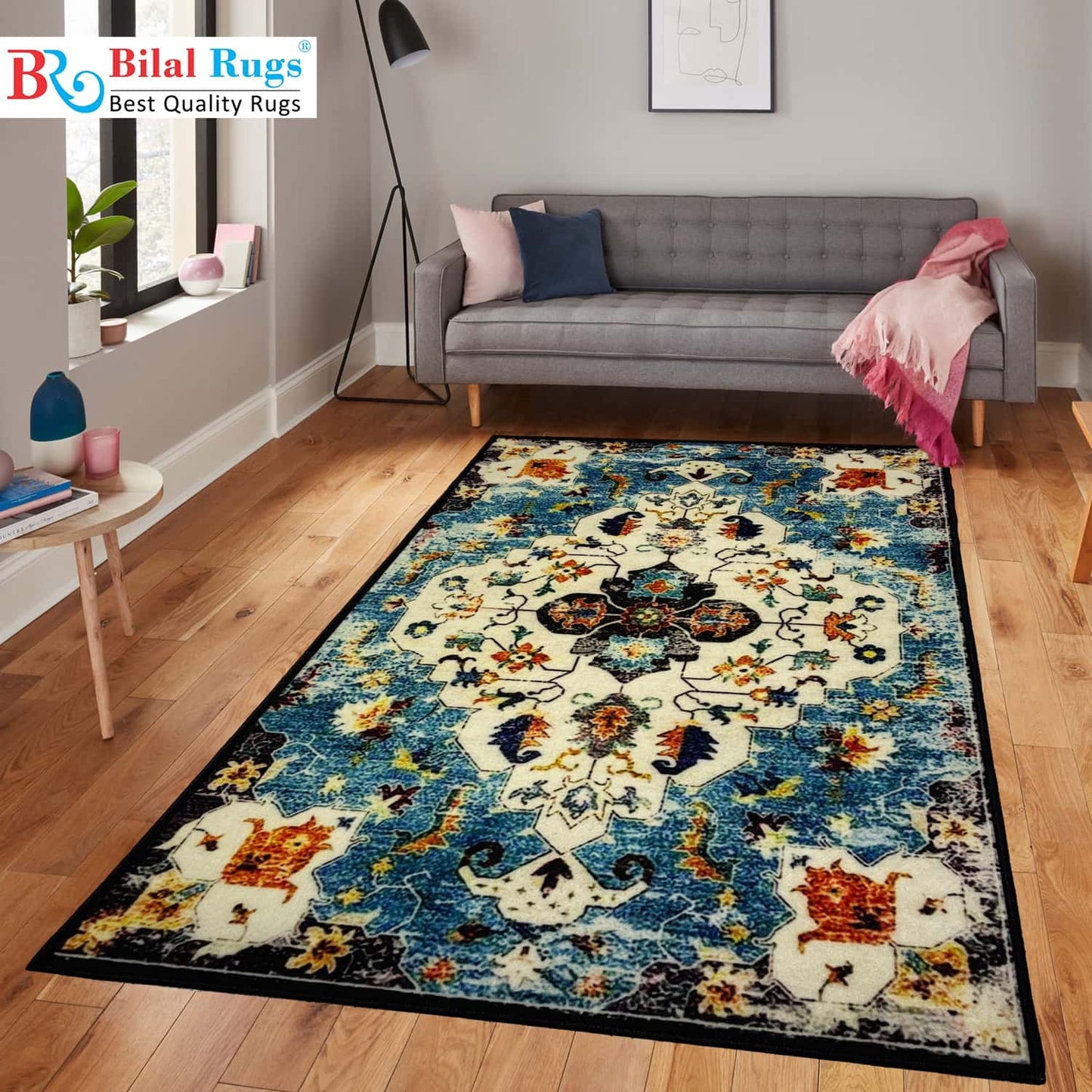 TPR Non Woven Rug.  Article-106-Blue , Multi