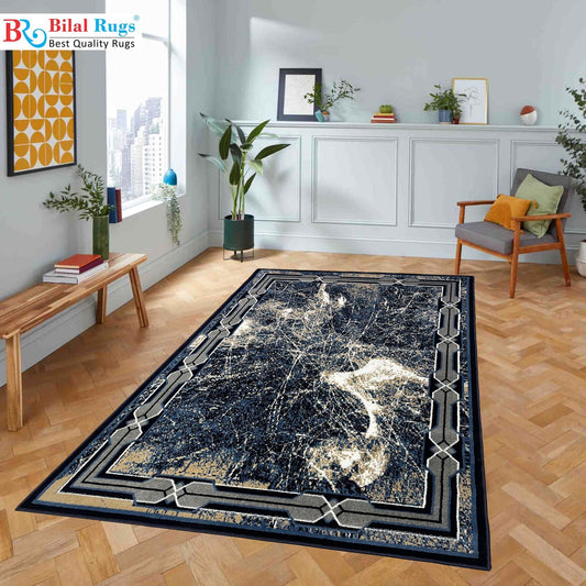 Modern Polypropylene Rug,back woven(Article-339-blue)
 Size : 5 ft width x 7.3 ft length(150 cm x 220cm)