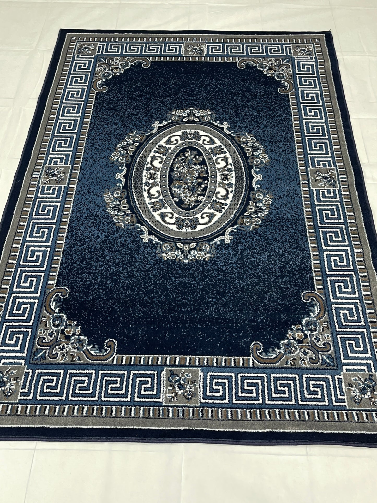 Versace Polypropylene Rug,back woven(Article-22-Dark Blue)
Size : 5ft width  x 7.3ft length (150cm x 220cm)