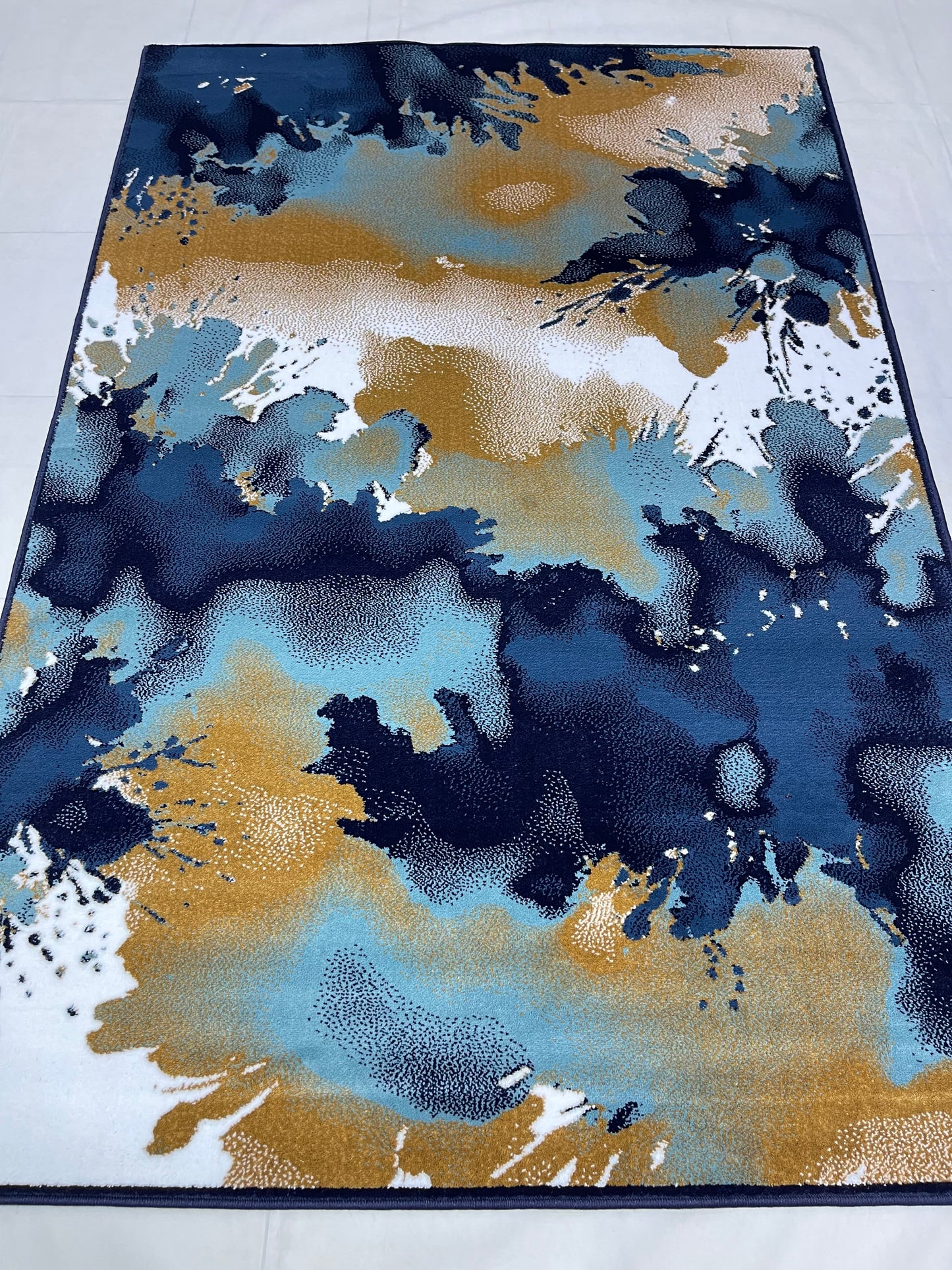 Modern polypropylene Rug,back woven.
(Article-1777-Blue) 
Size : 5 ft width x 7.3 ft length ( 150 cm x 220 cm)