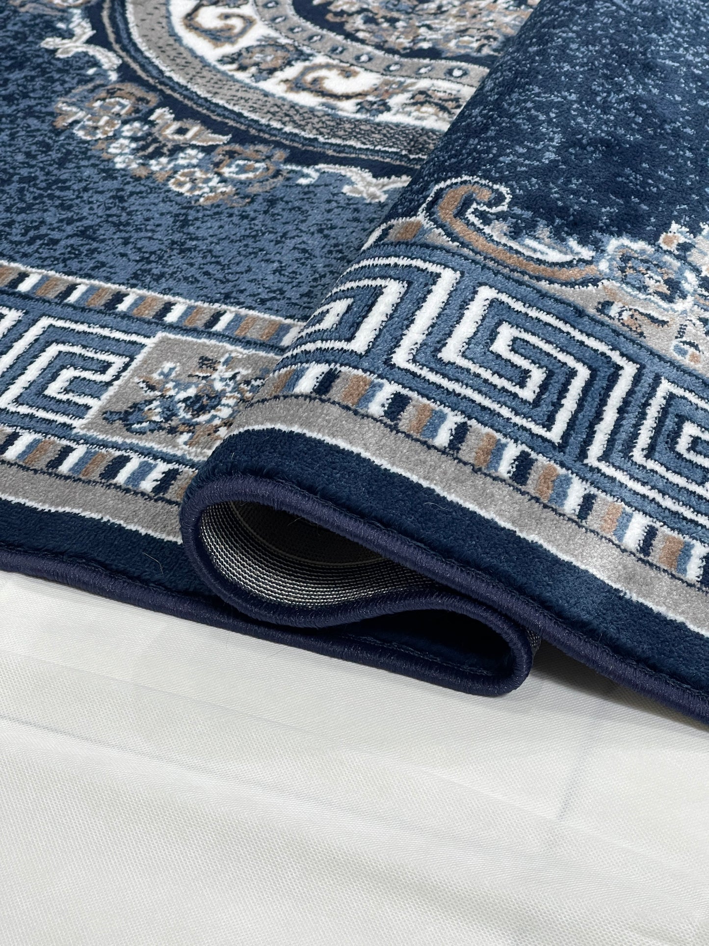 Versace Polypropylene Rug,back woven(Article-22-Dark Blue)
Size : 5ft width  x 7.3ft length (150cm x 220cm)