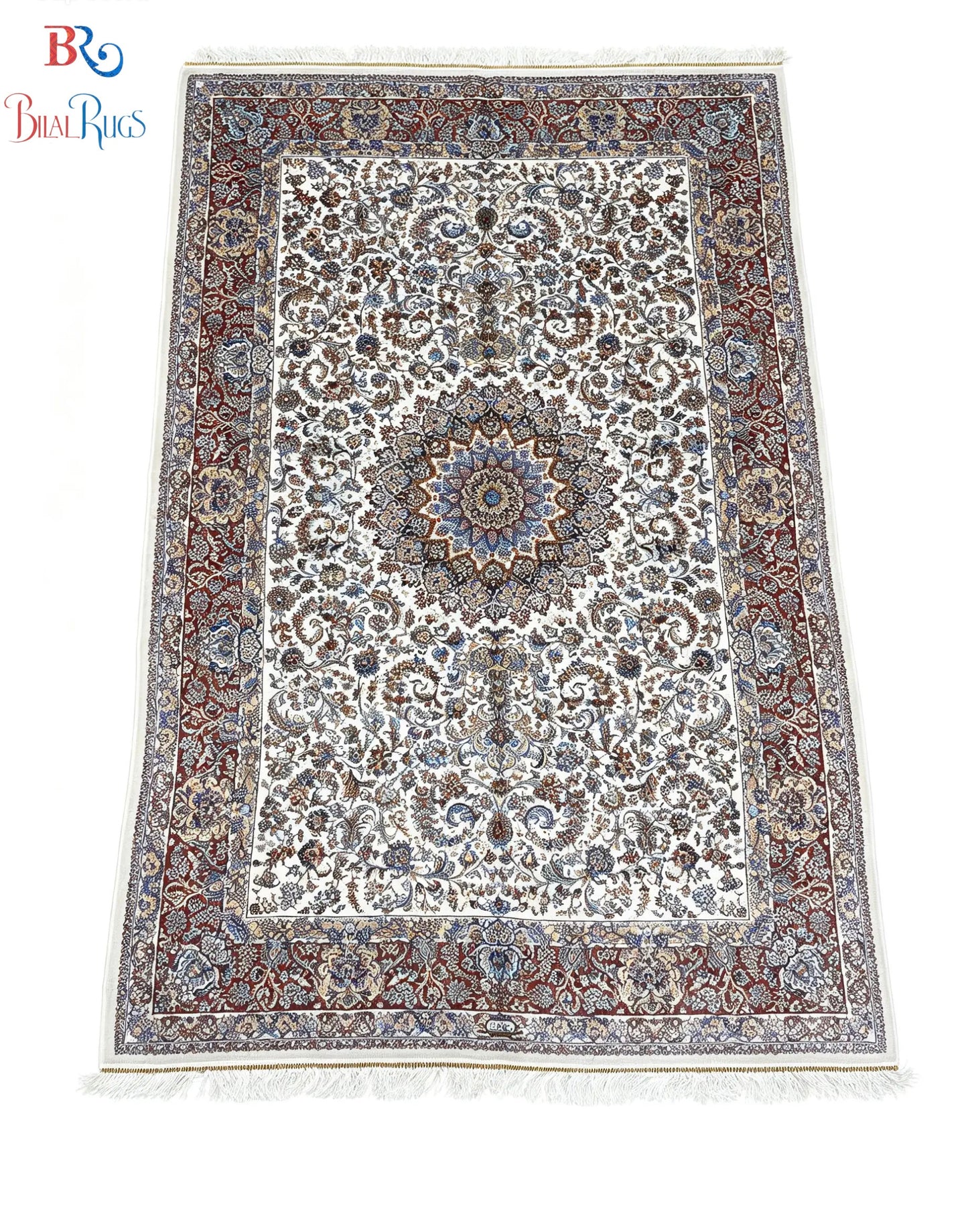 Premium Irani 1600 Reed Machine Made Rug - Off white & Red with Cotton Back
Size : 5 ft width x 7.3 ft length (150cm x 225cm)