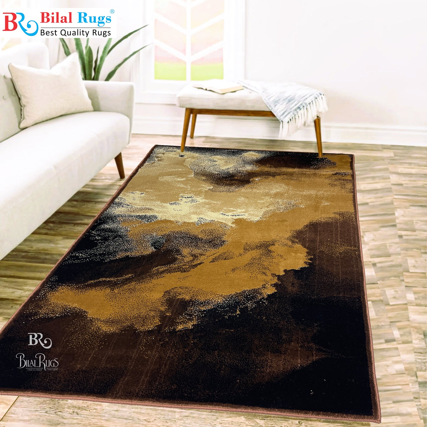 Modern polypropylene Rug,back woven(Article-663-Brown)